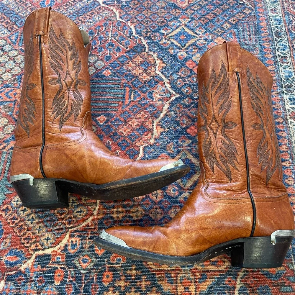 Dan Post Tony Lama Brown Heeled Boots - Picture 4 of 12